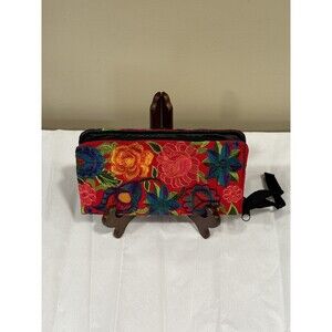 Red Mexican Floral Embroidered Wallet